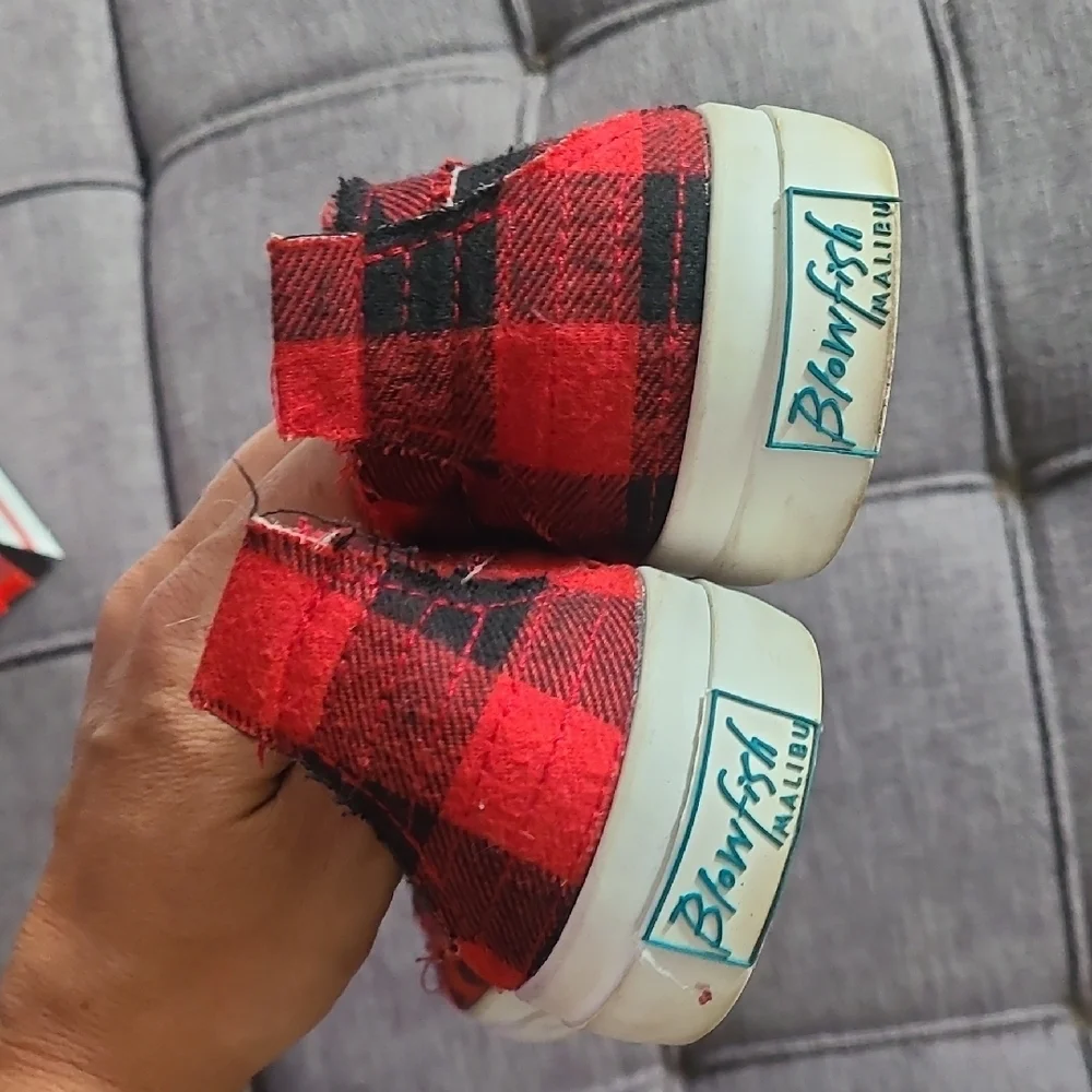 Blowfish Red and Black Plaid‎ Slip-On Shoes